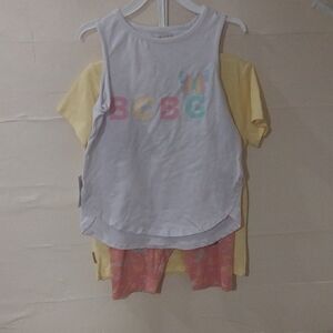 BCBG Kids White Tank with Yellow Layer Shirt With Shorts